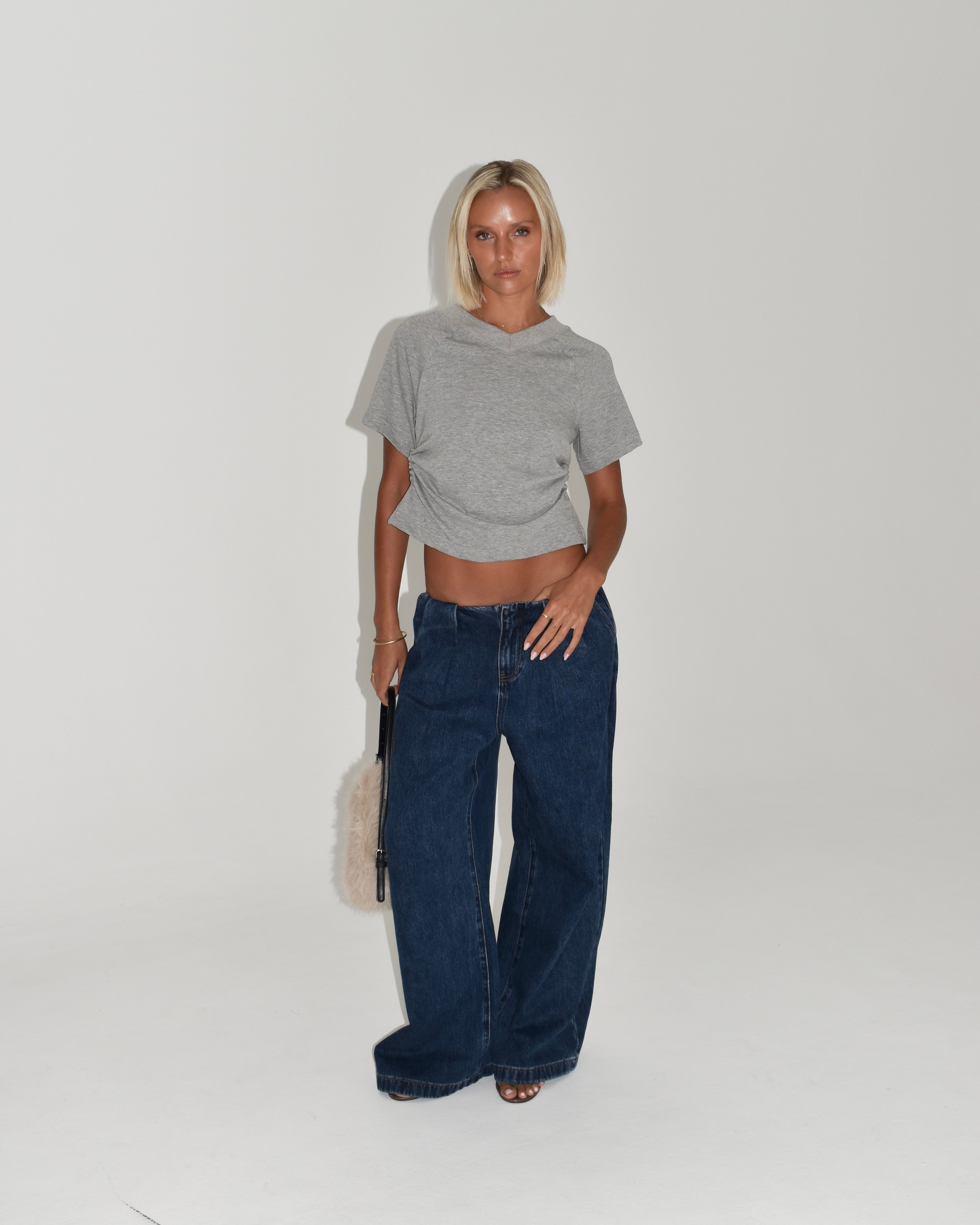 The Essential V-Neck Tee in Grey Marle