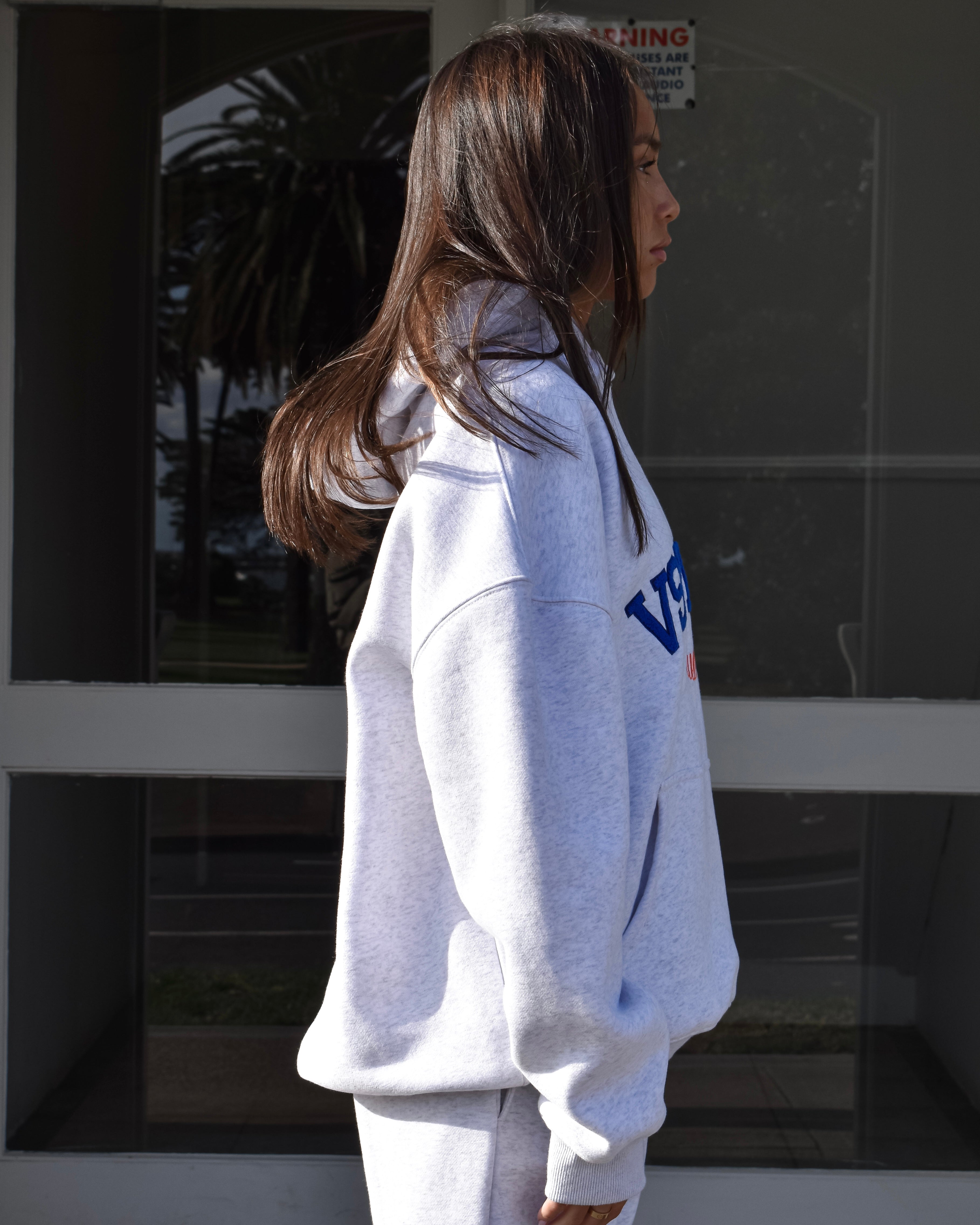 The 90s Loop Hoodie in Grey Marle (Fleece)