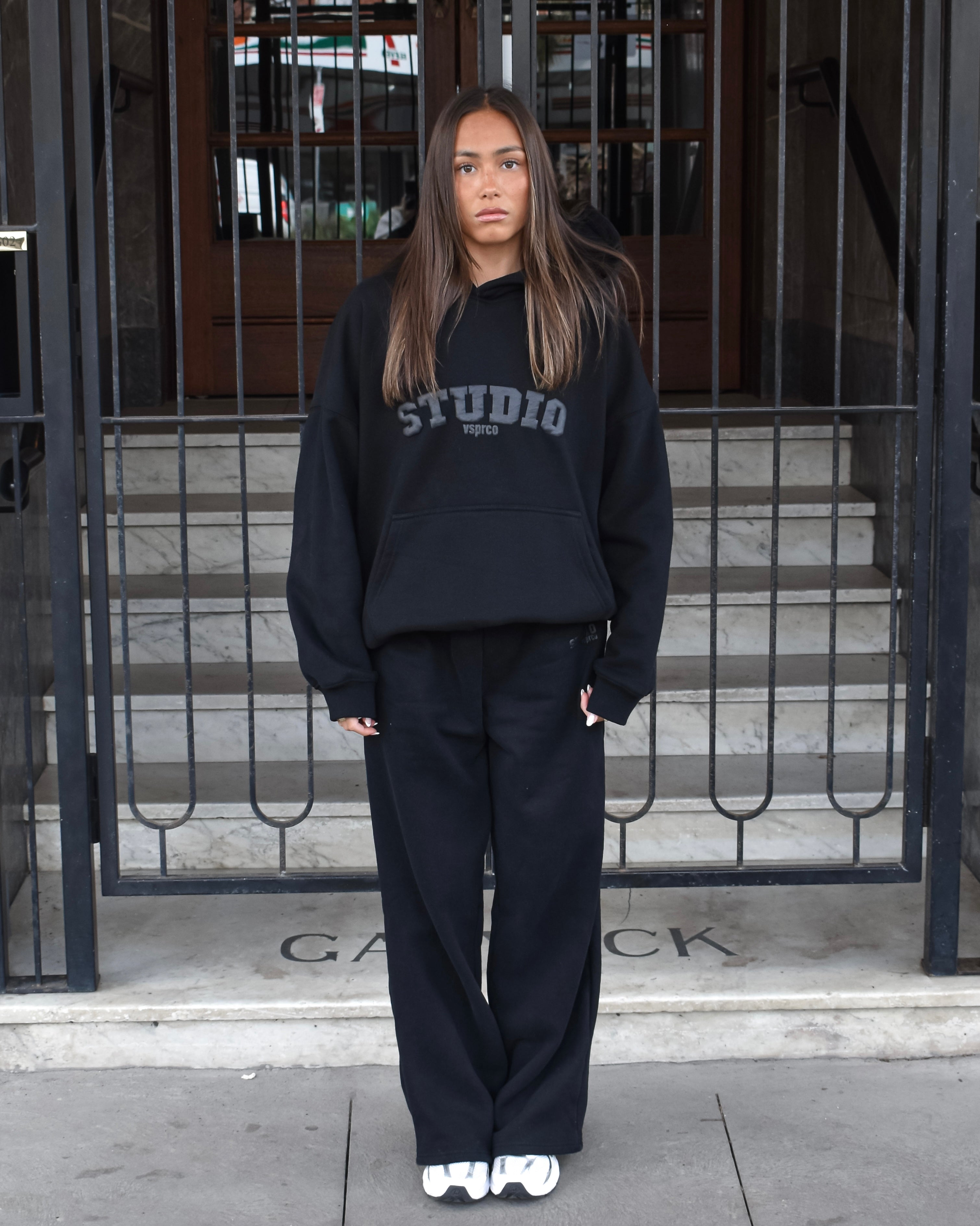 The Varsity Hoodie in Obsidian (Fleece)