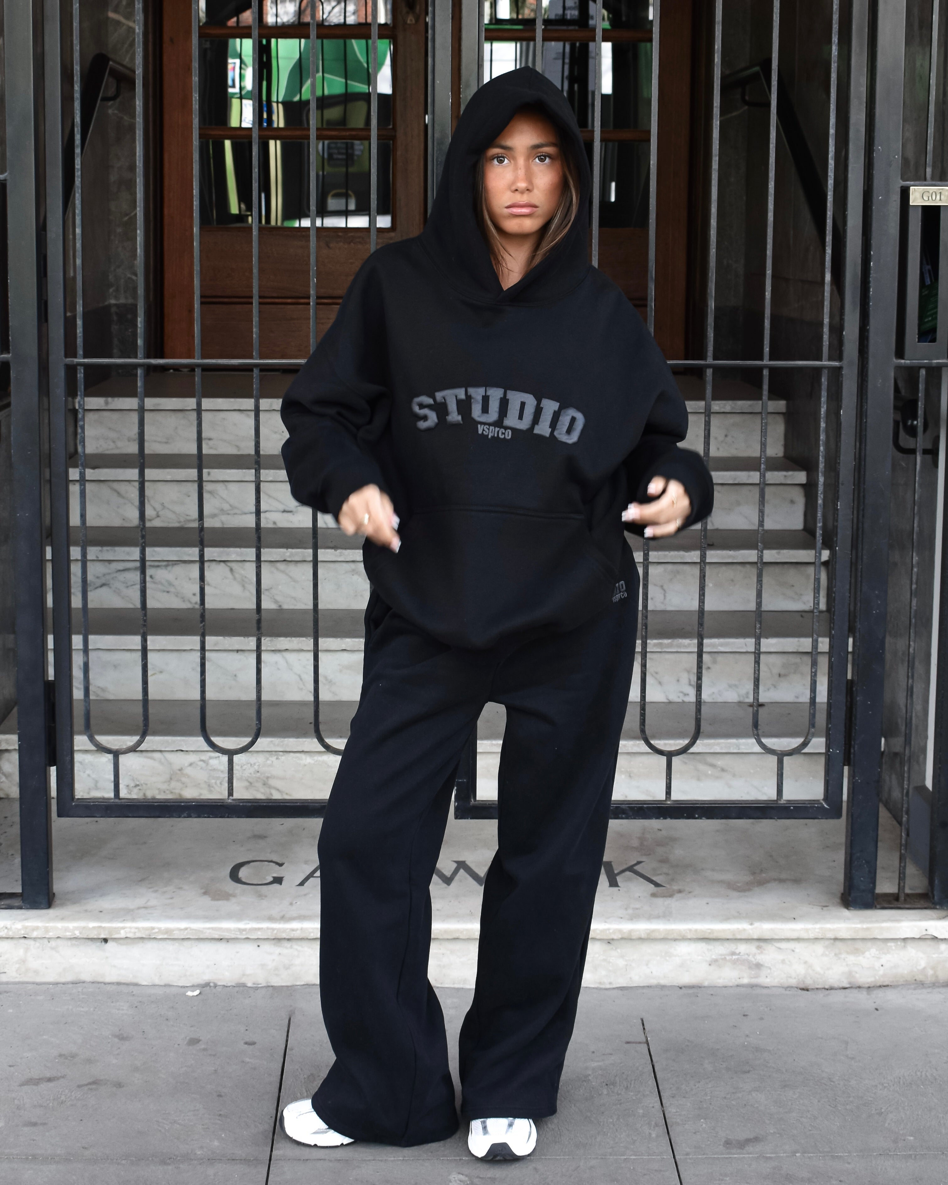 The Varsity Hoodie in Obsidian (Fleece)