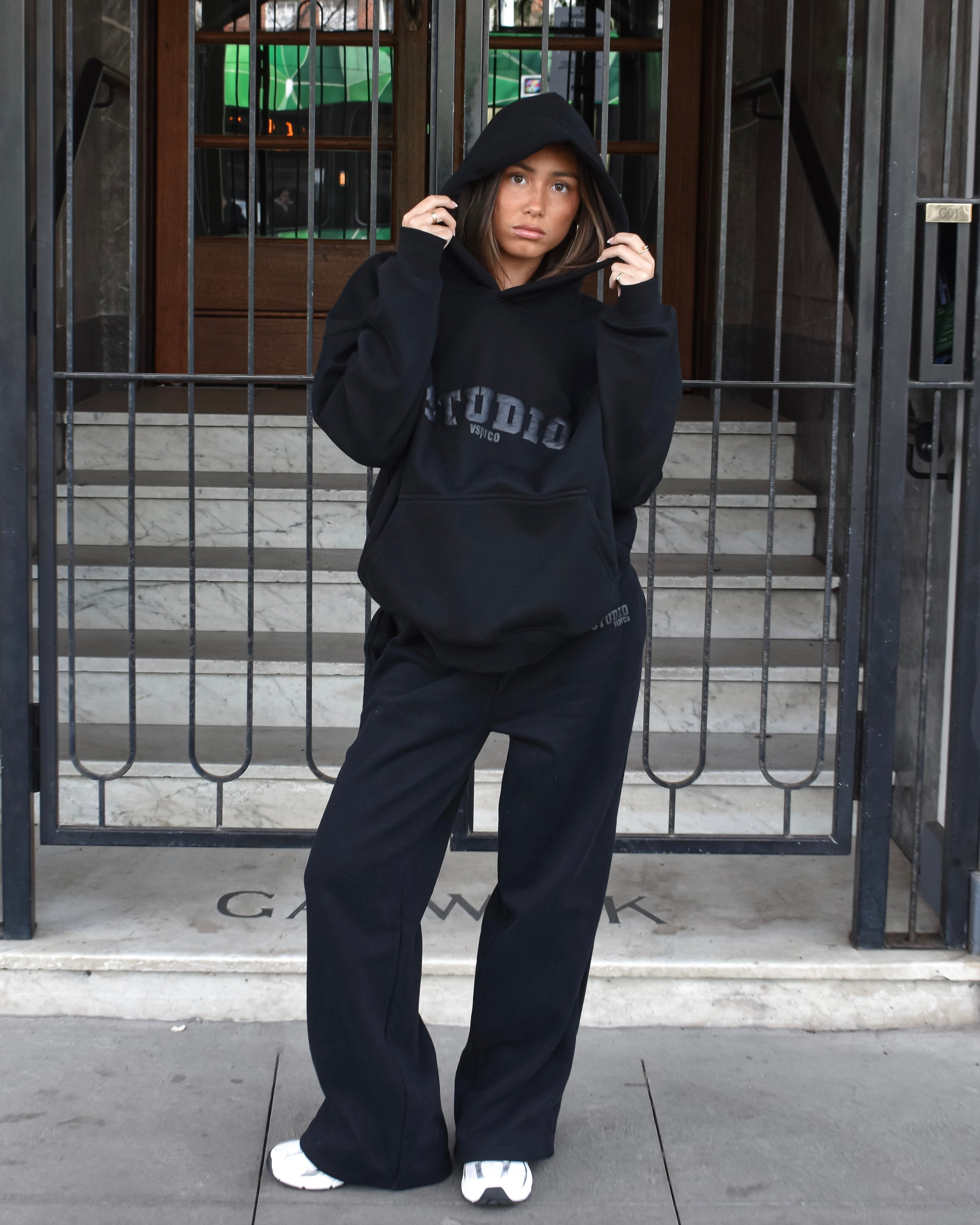 The Varsity Hoodie in Obsidian (Fleece)