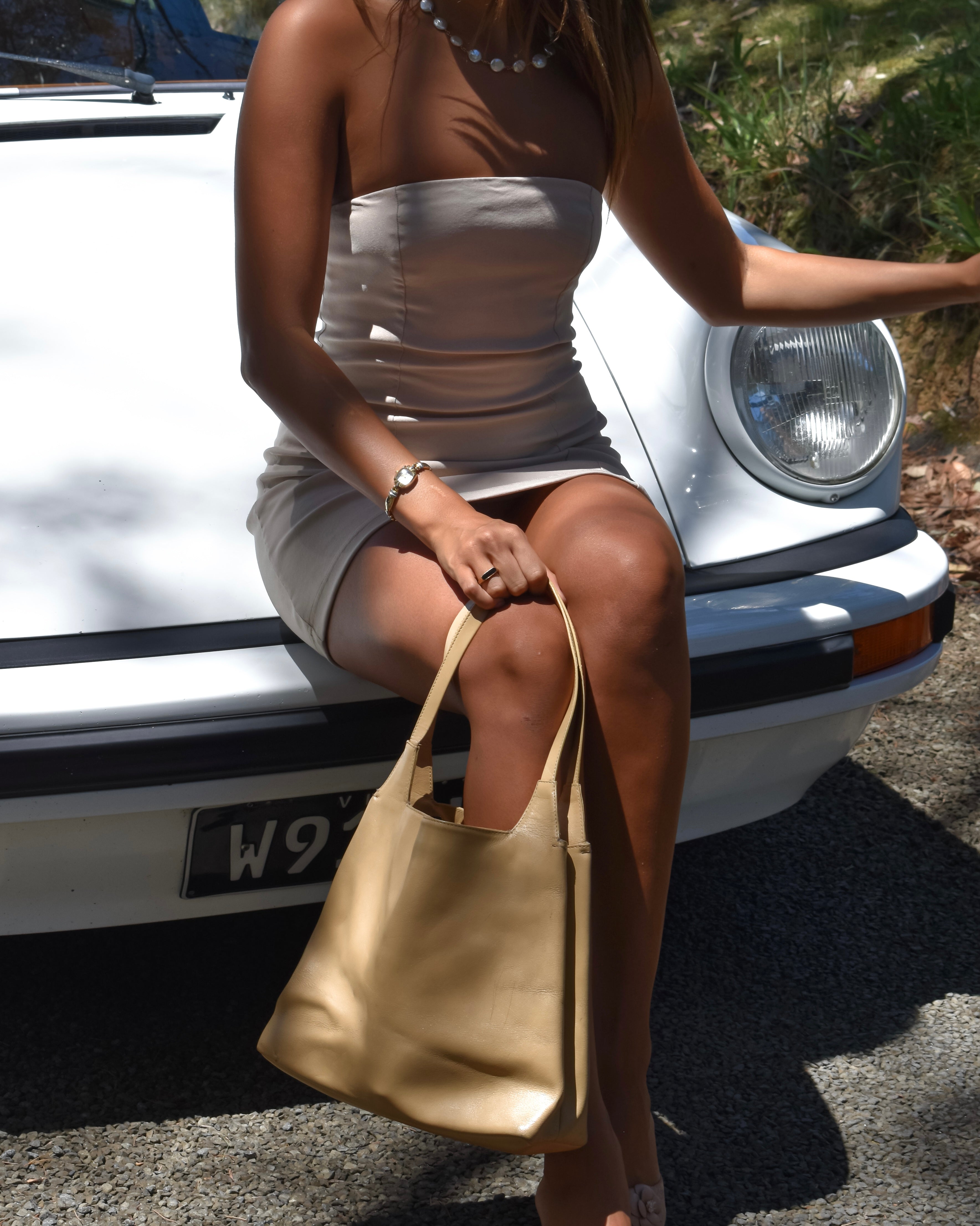 The Drive Day Dress in Beige