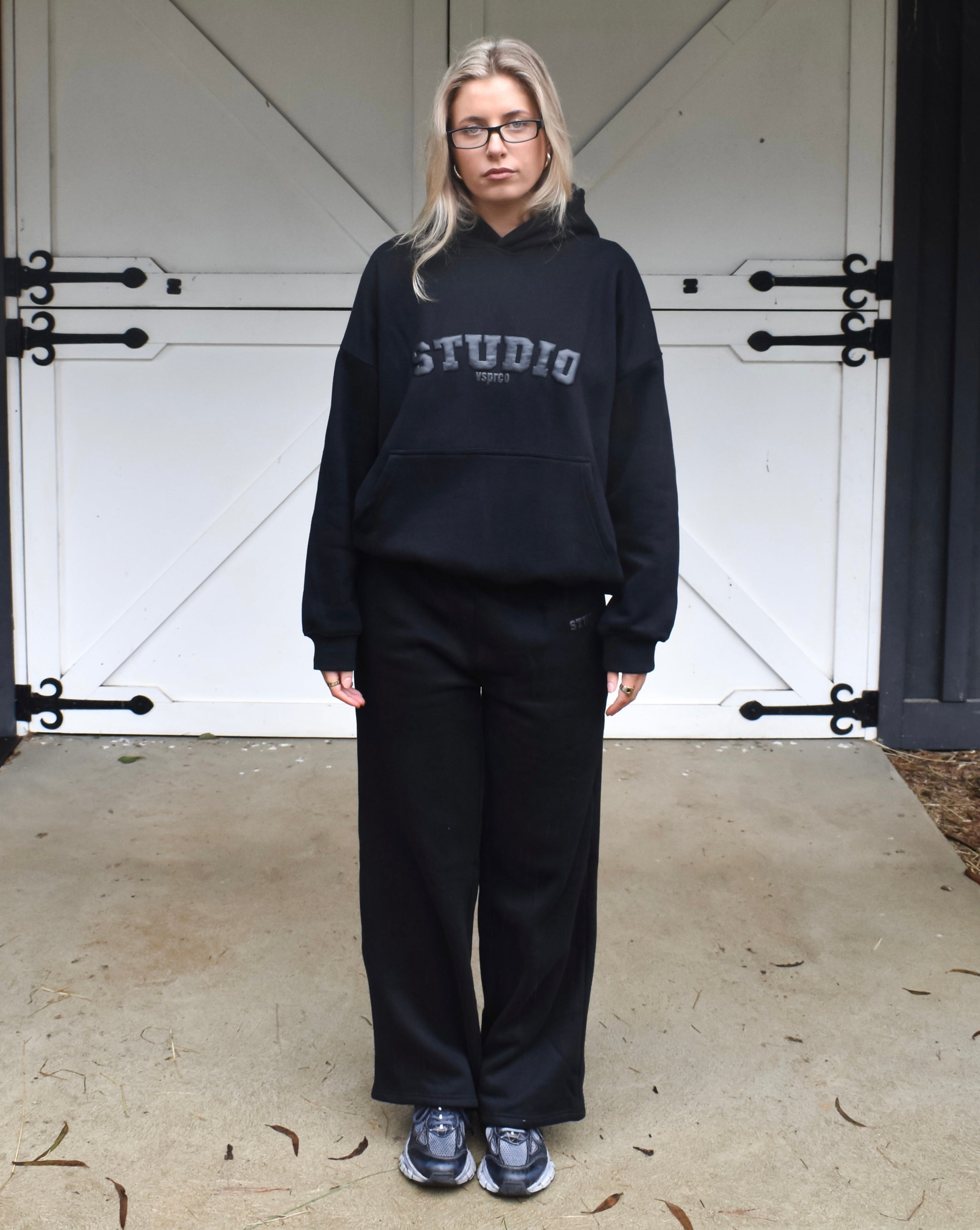 The Varsity Hoodie in Obsidian (Fleece)