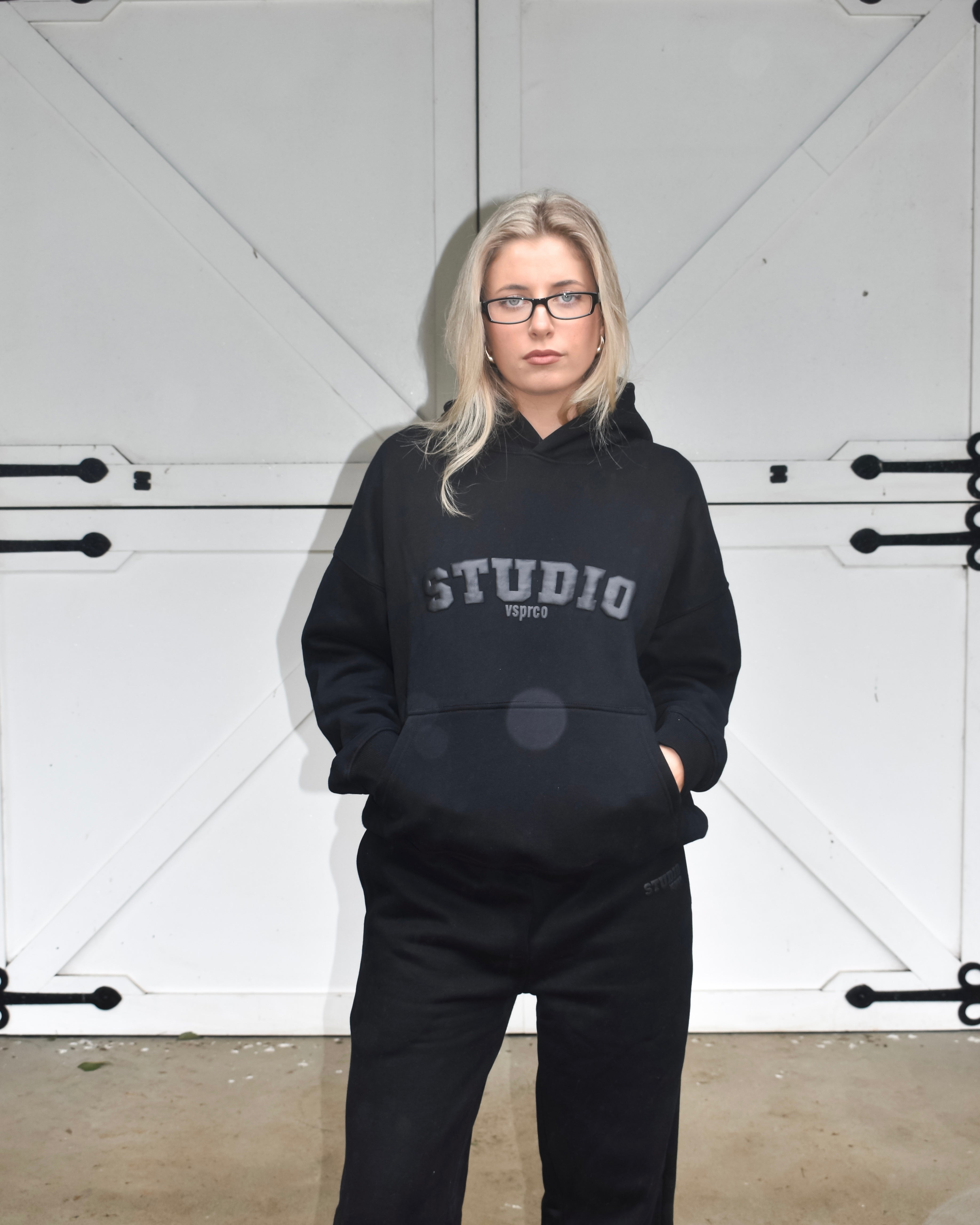 The Varsity Hoodie in Obsidian (Fleece)
