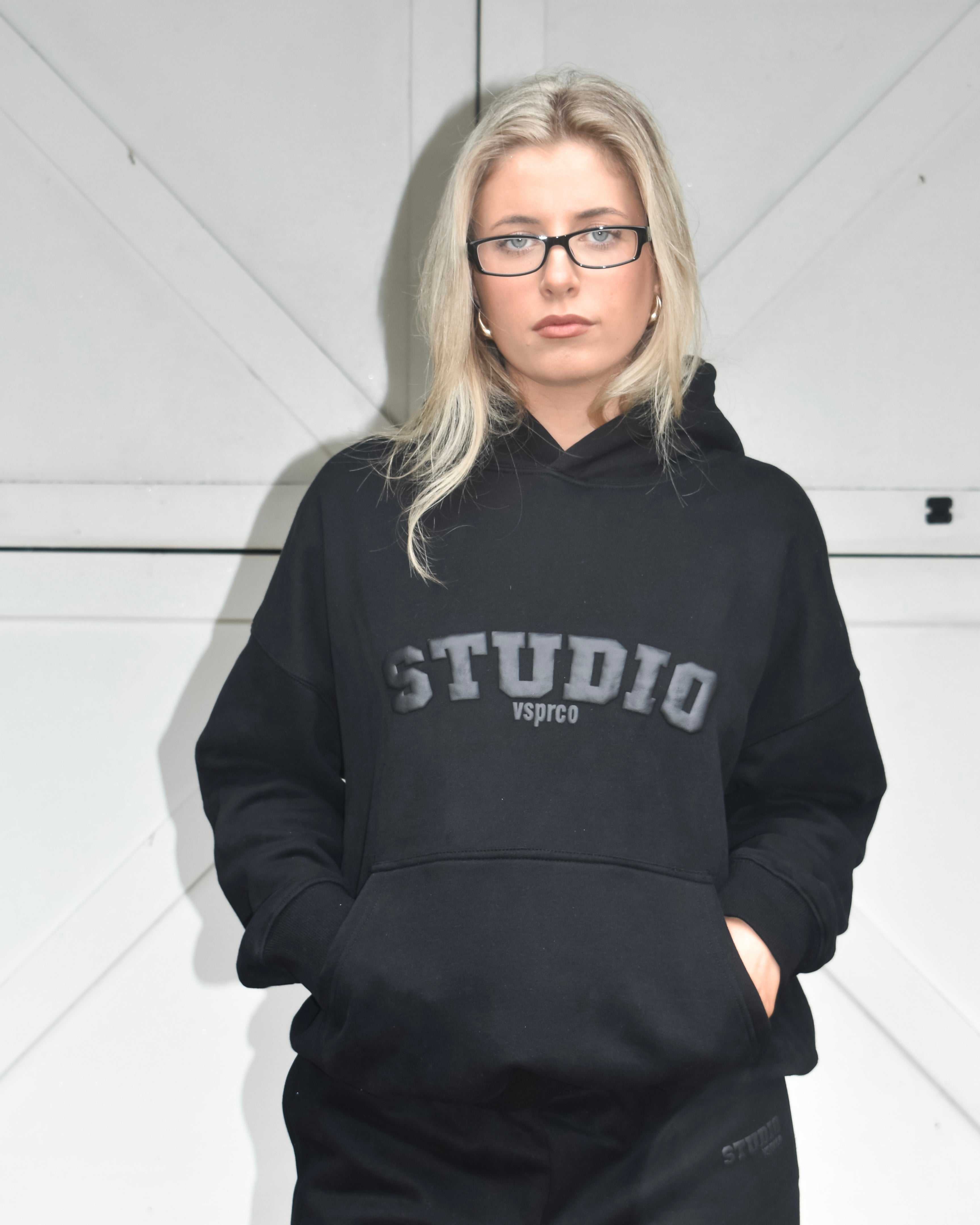 The Varsity Hoodie in Obsidian (Fleece)