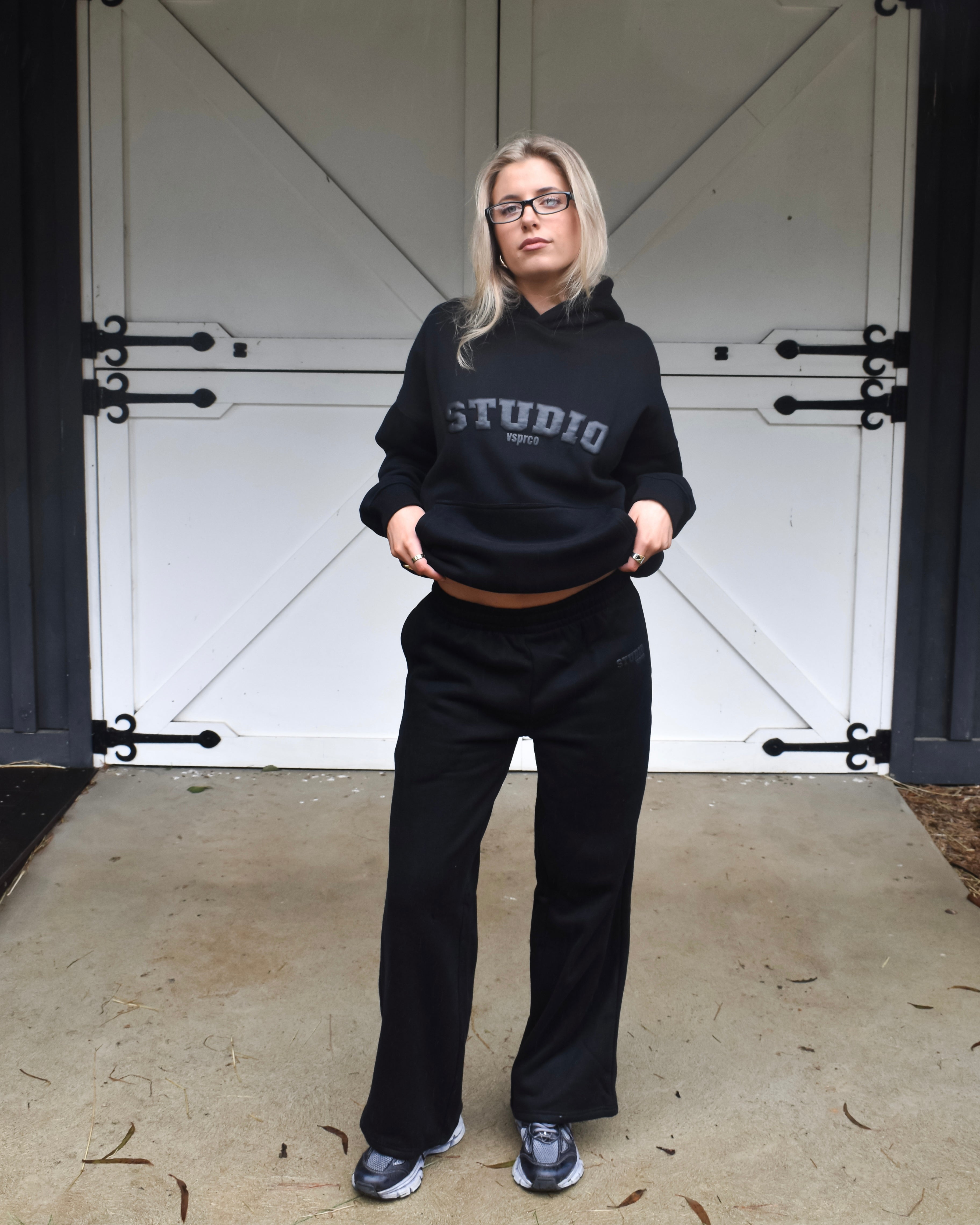 The Varsity Hoodie in Obsidian (Fleece)