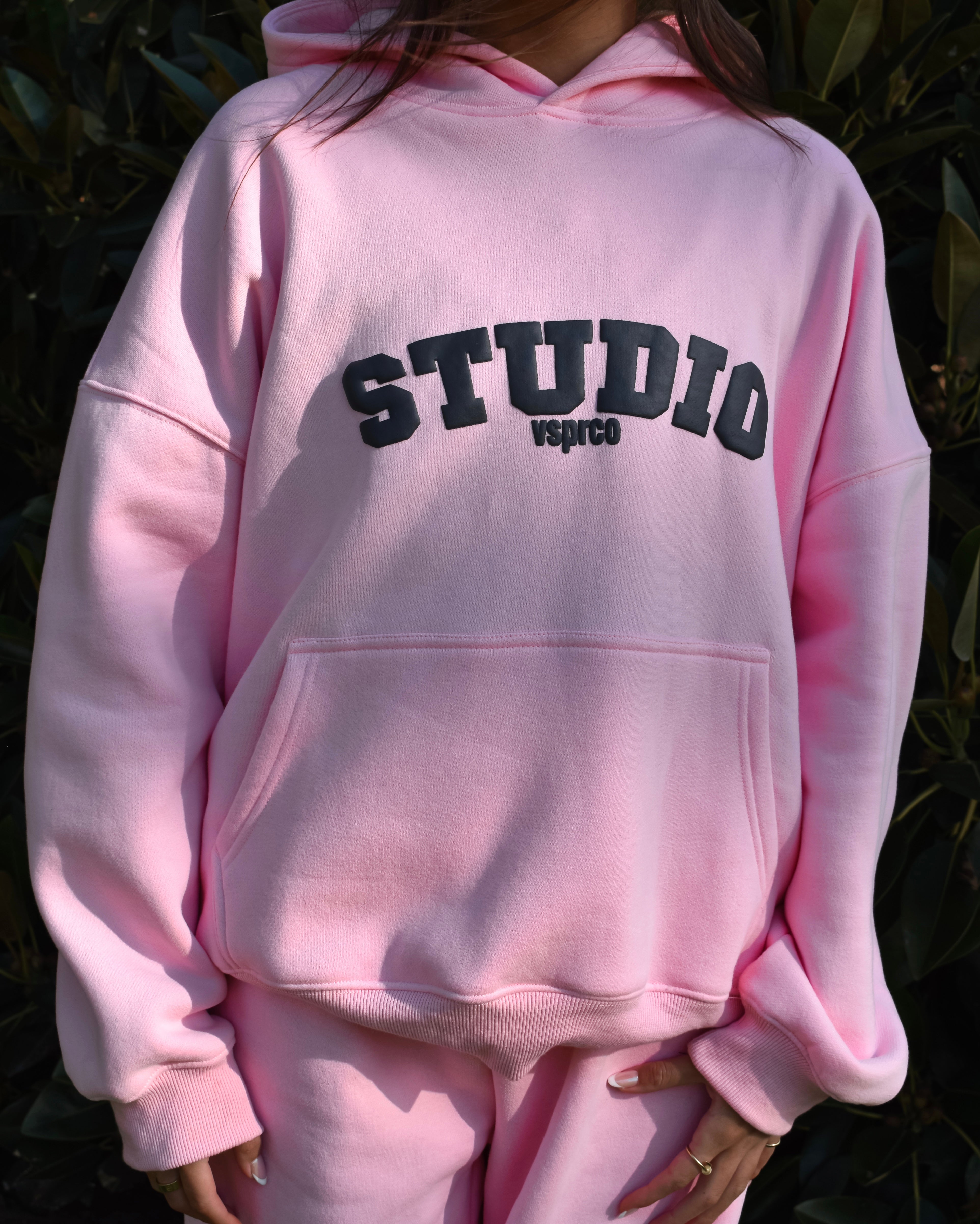 The Varsity Hoodie in Pink Opal (Fleece)