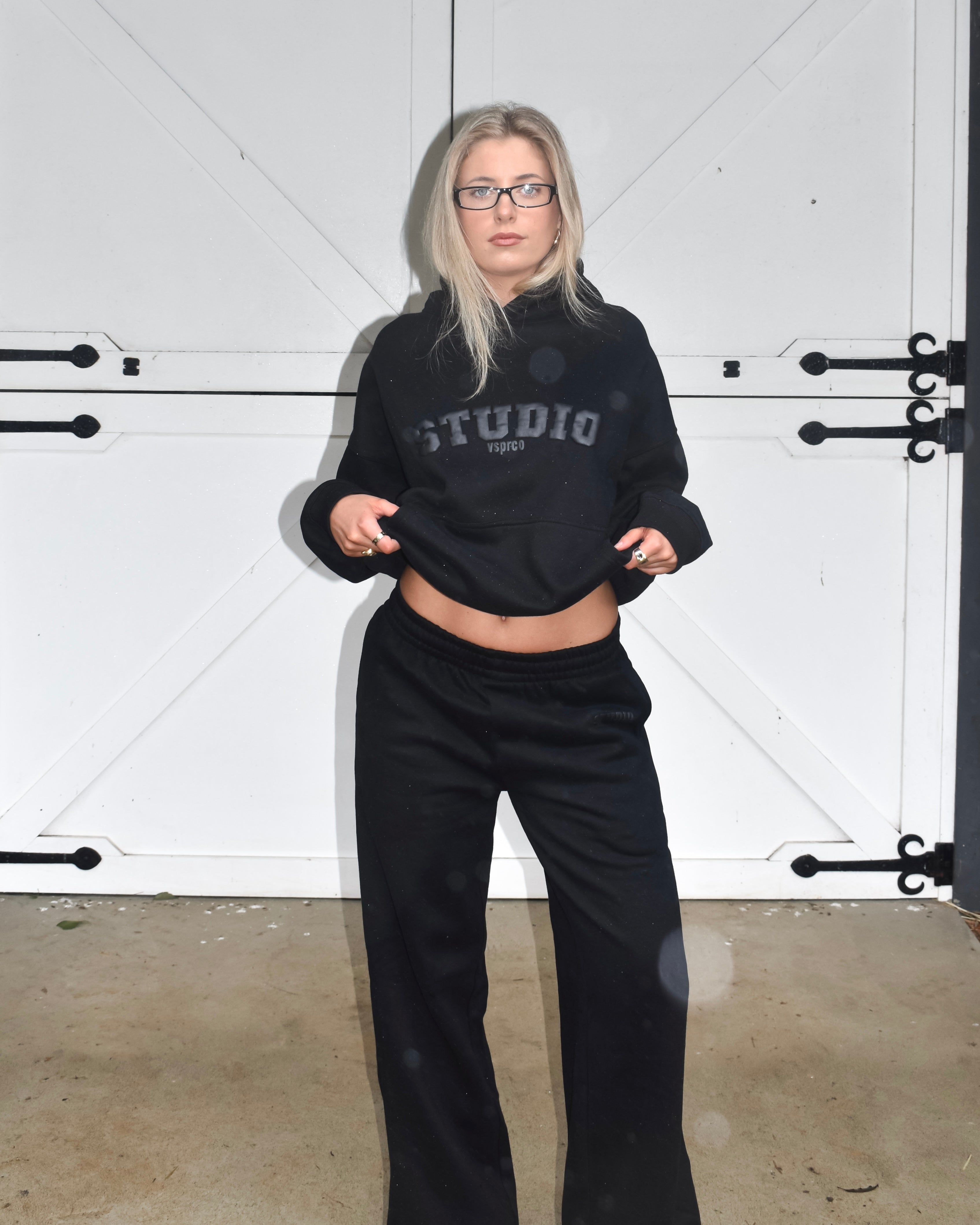 The Varsity Hoodie in Obsidian (Fleece)