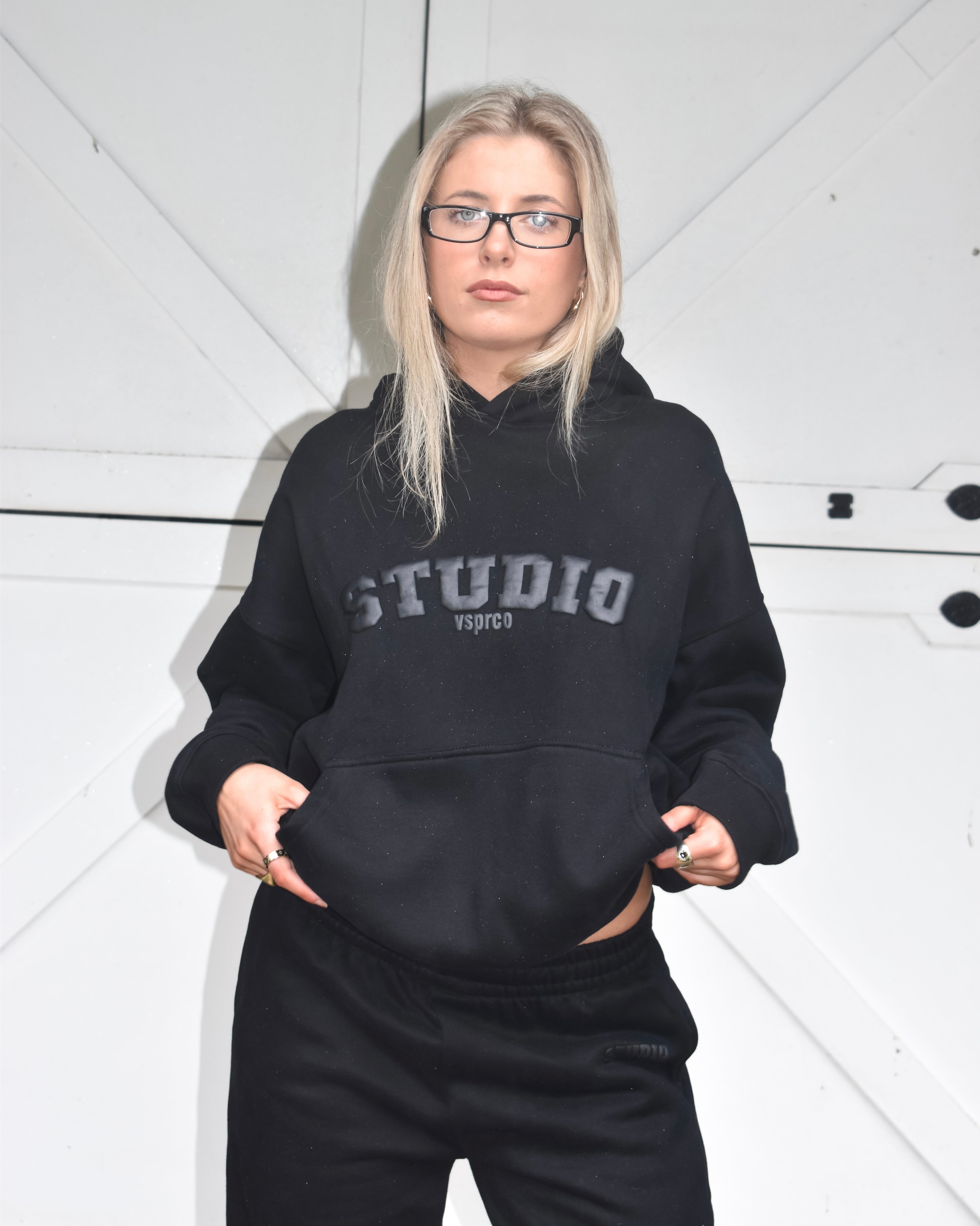 The Varsity Hoodie in Obsidian (Fleece)