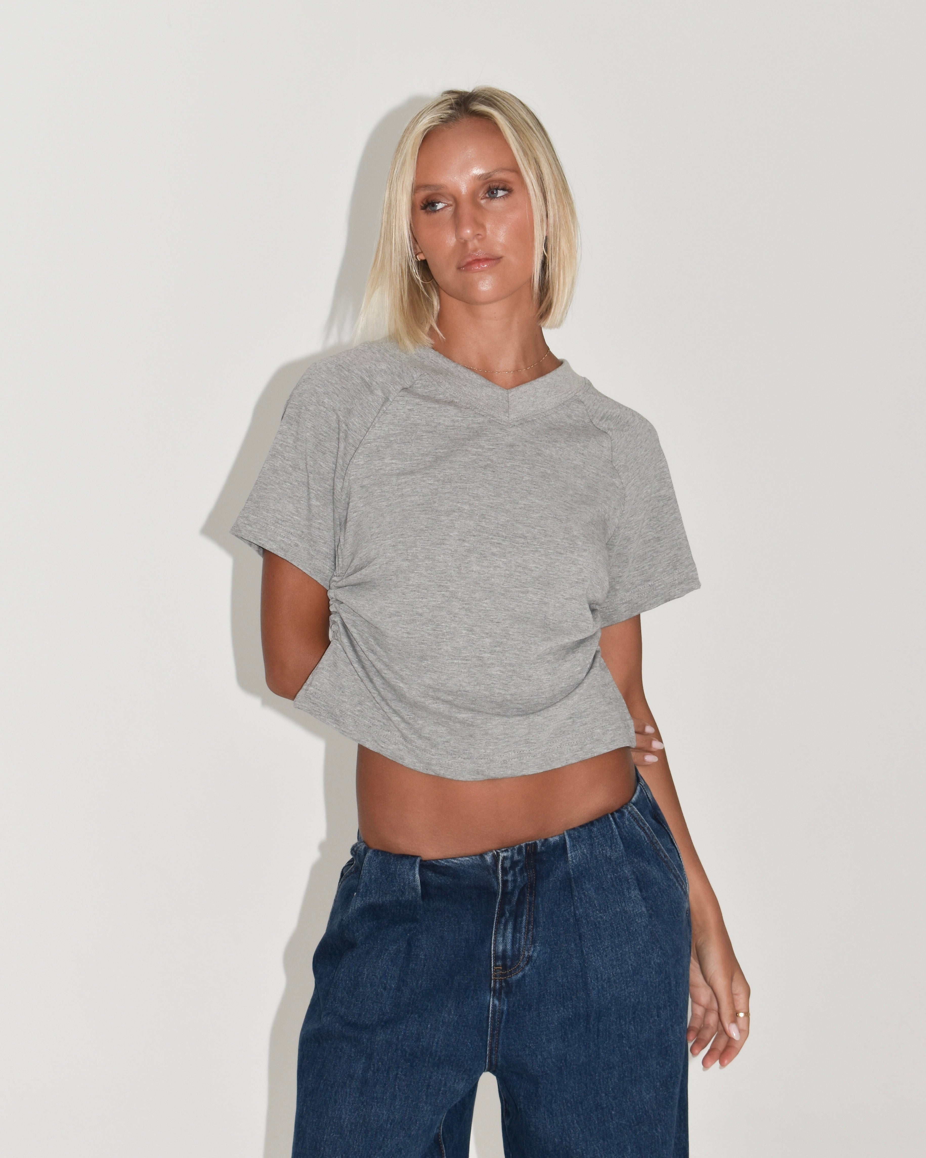 The Essential V-Neck Tee in Grey Marle