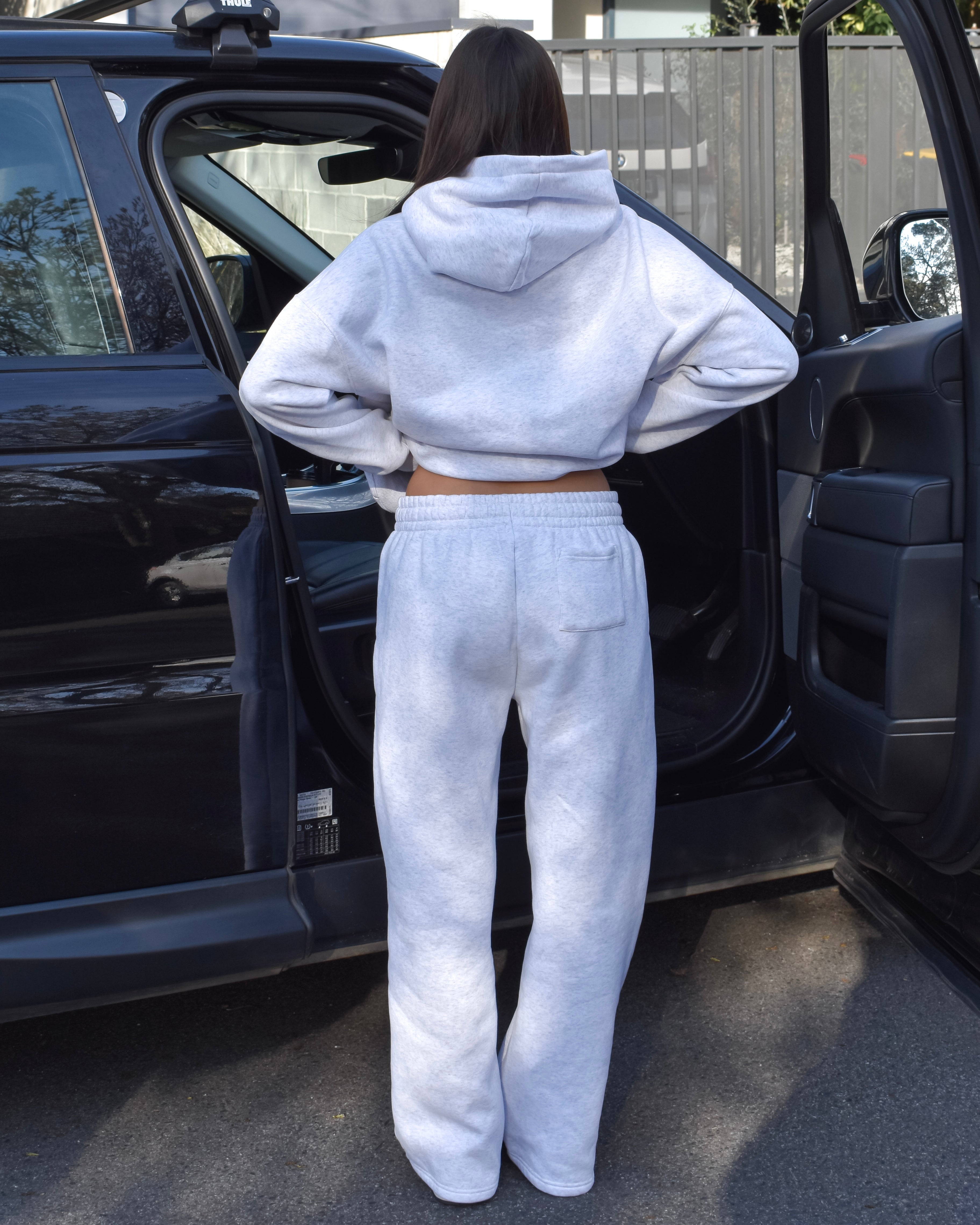 The Varsity Wide Leg Trackpants in Silver