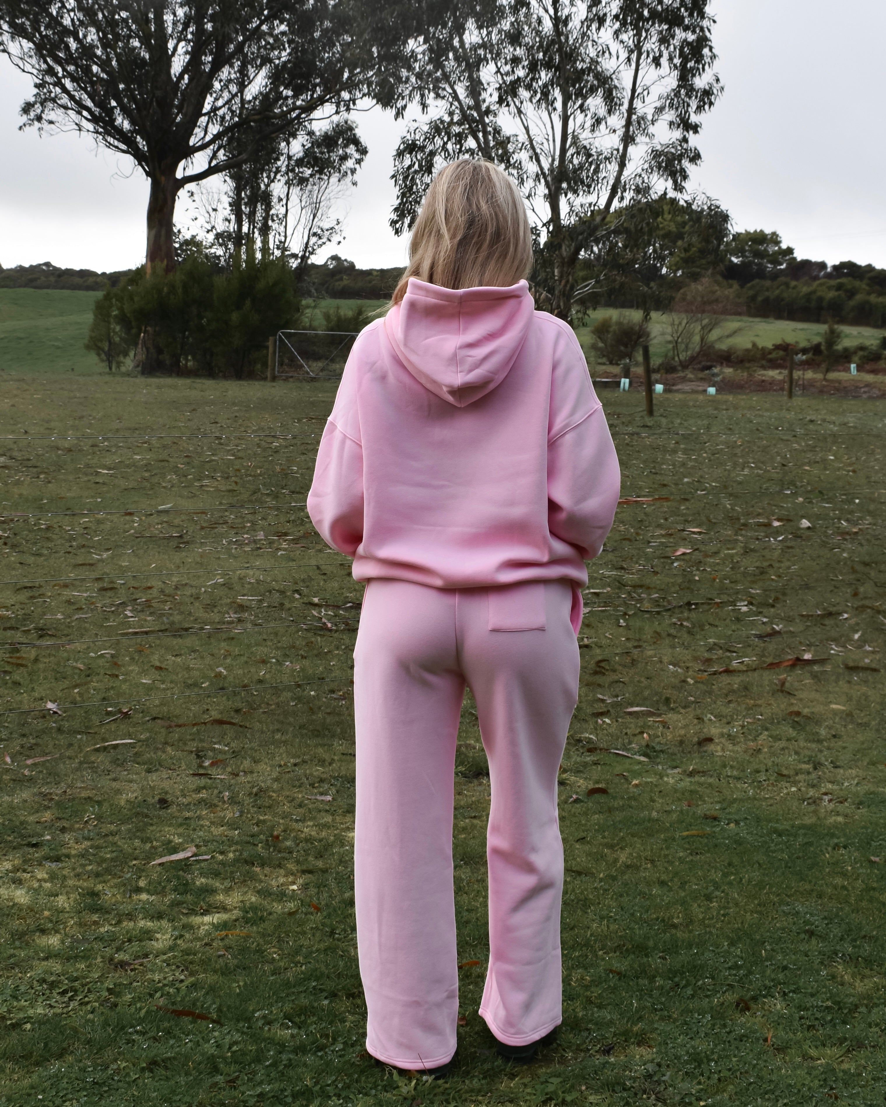 The Varsity Hoodie in Pink Opal