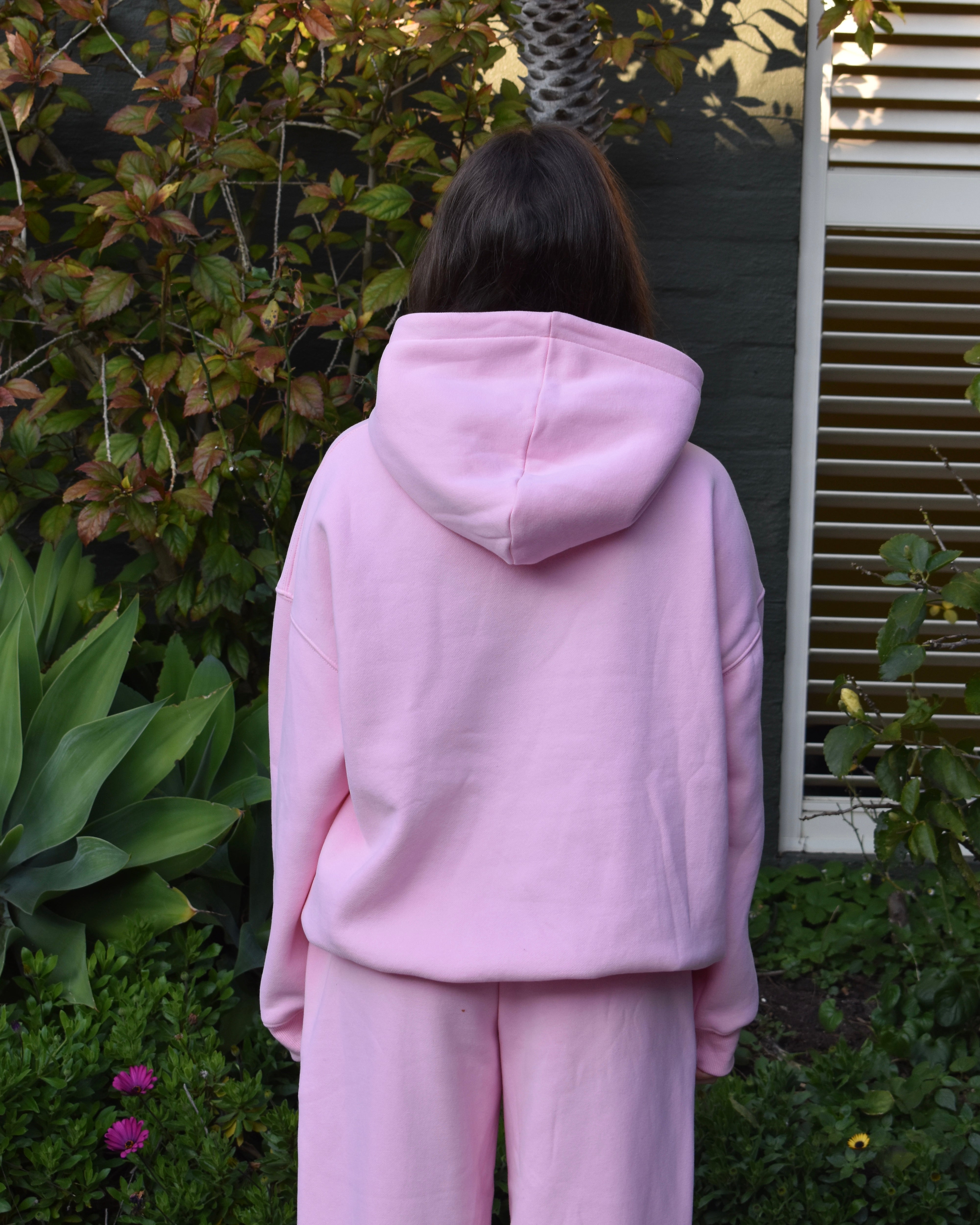 The Varsity Hoodie in Pink Opal