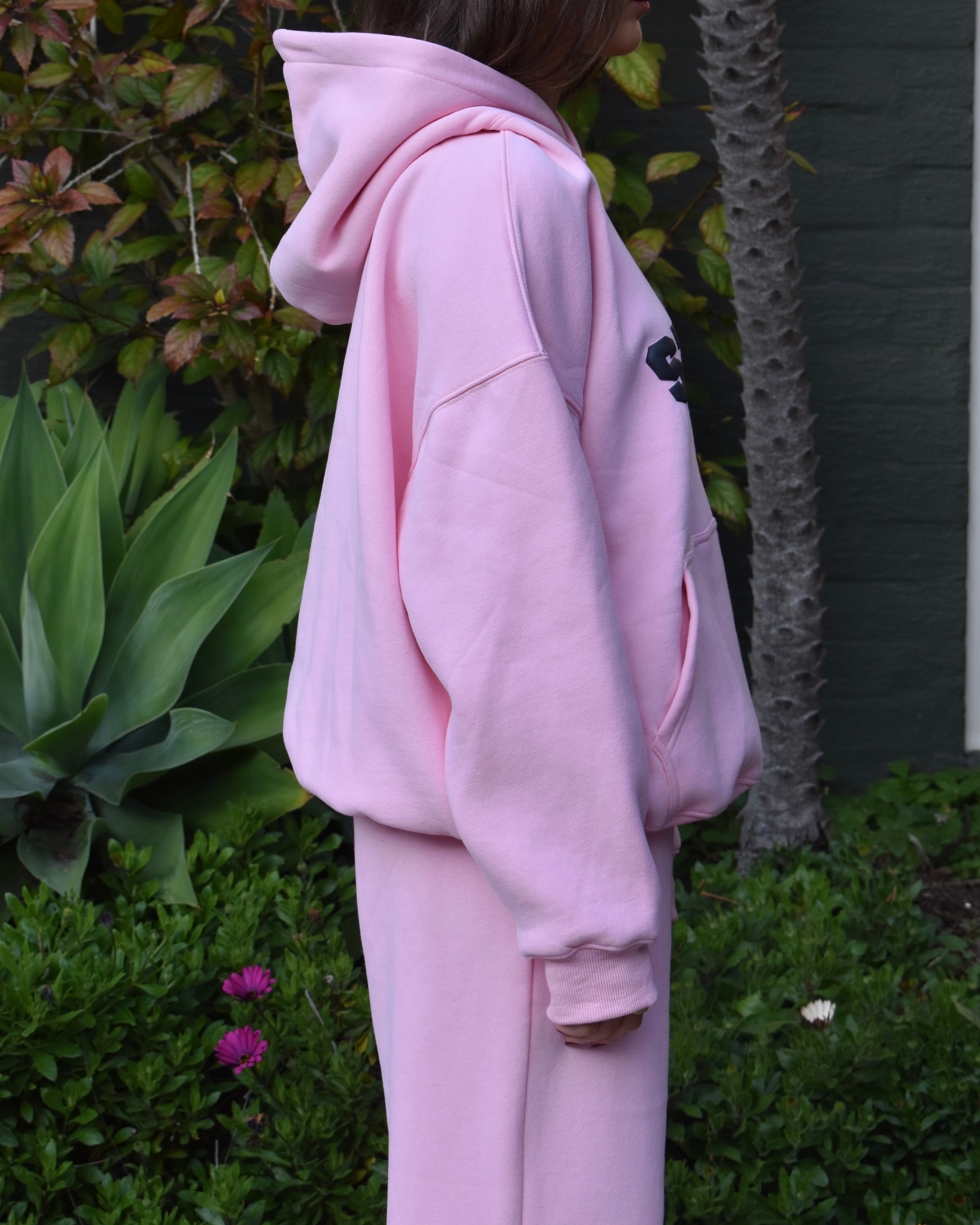 The Varsity Hoodie in Pink Opal