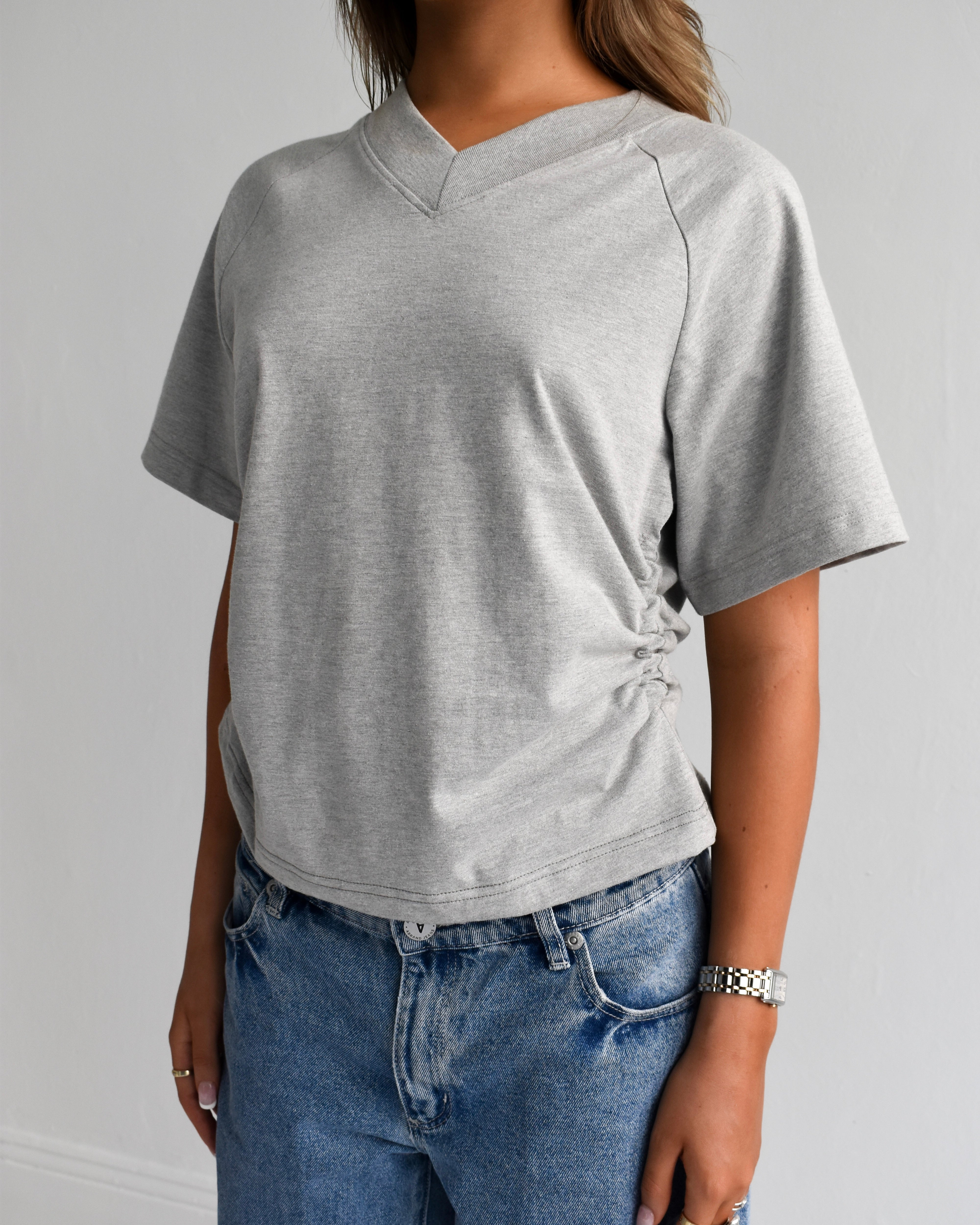 The Essential V-Neck Tee in Grey Marle