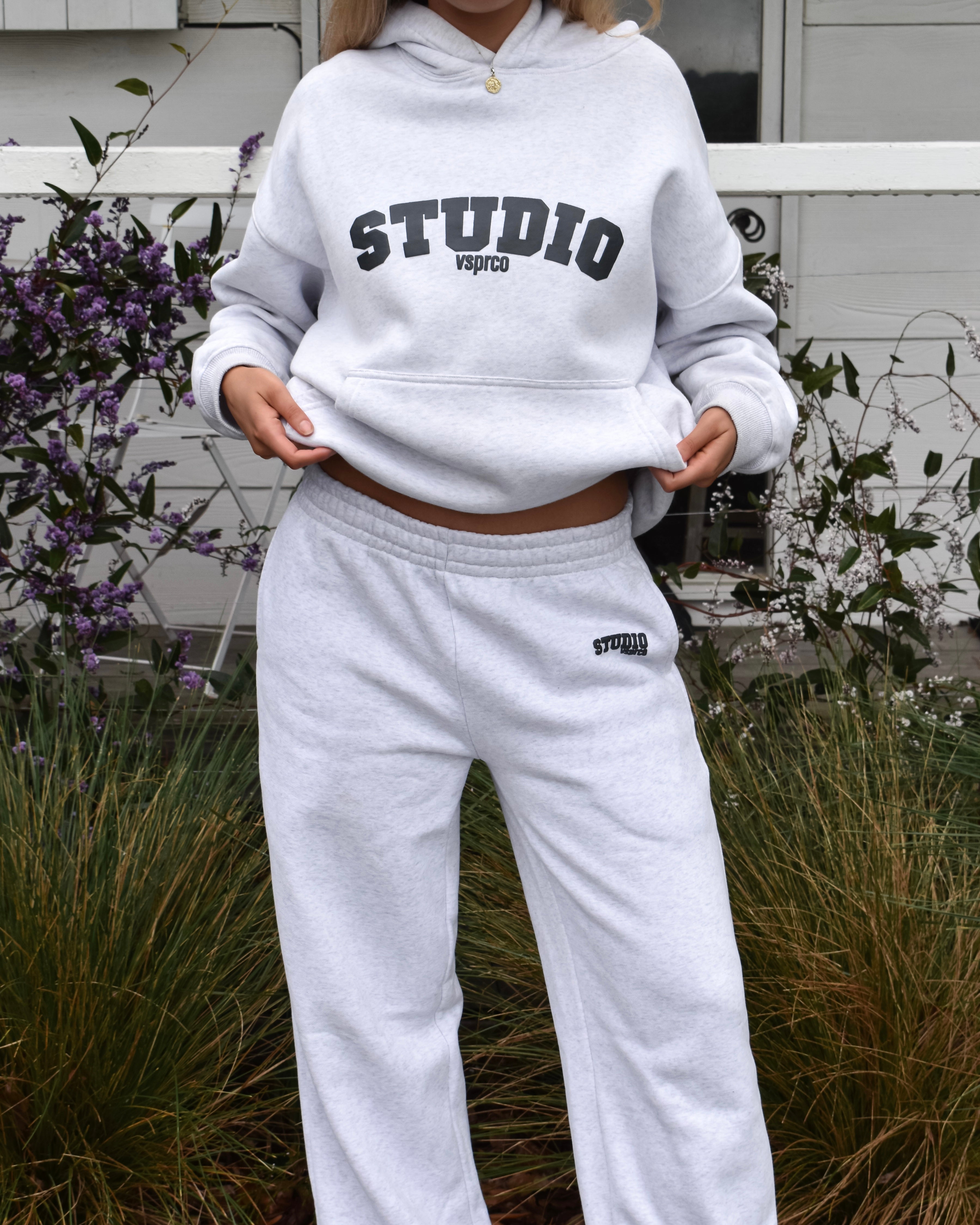 The Varsity Wide Leg Trackpants in Silver