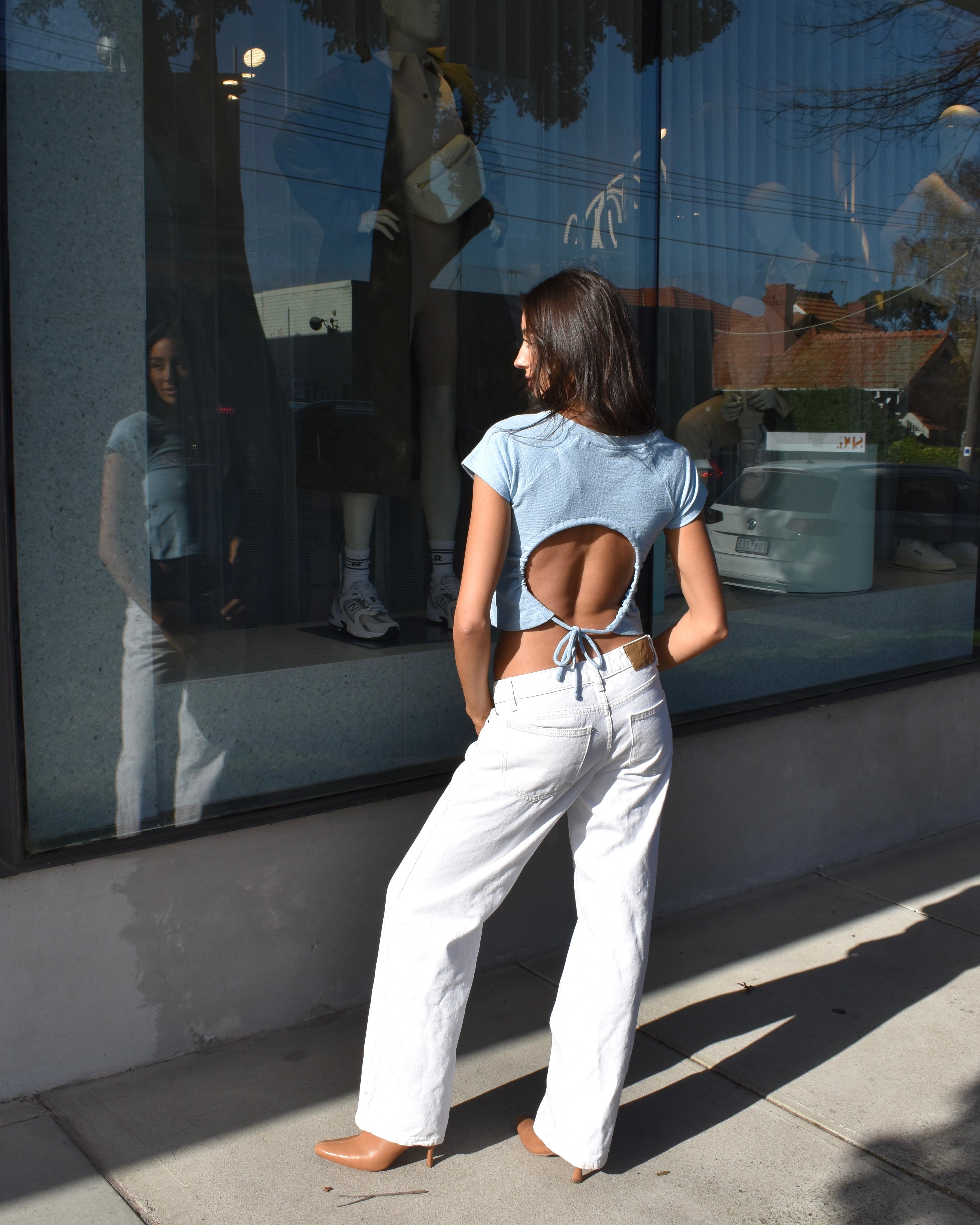 The Applique Baby Tee in Baby Blue