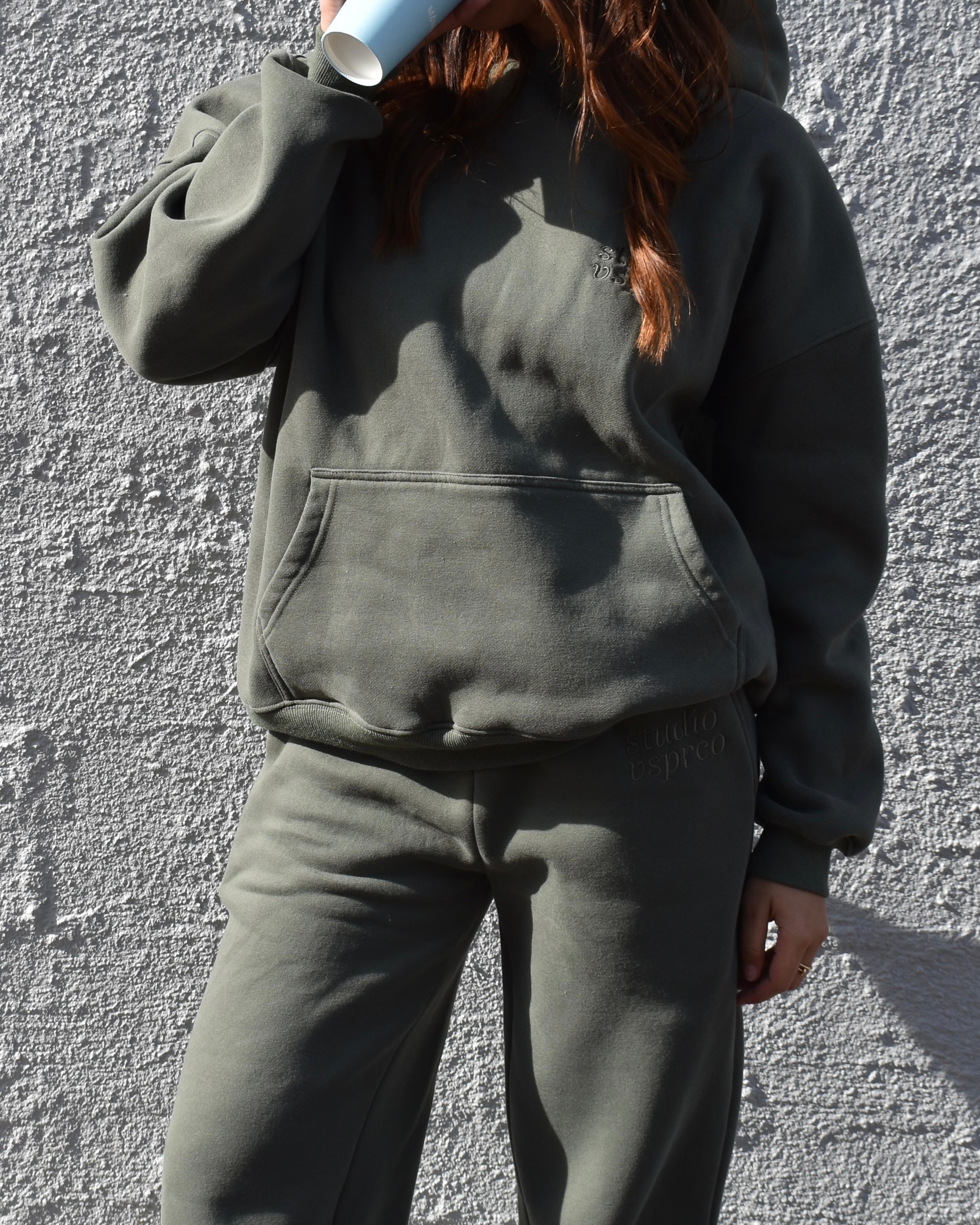 The Heavy Embroidered Hoodie in Sage