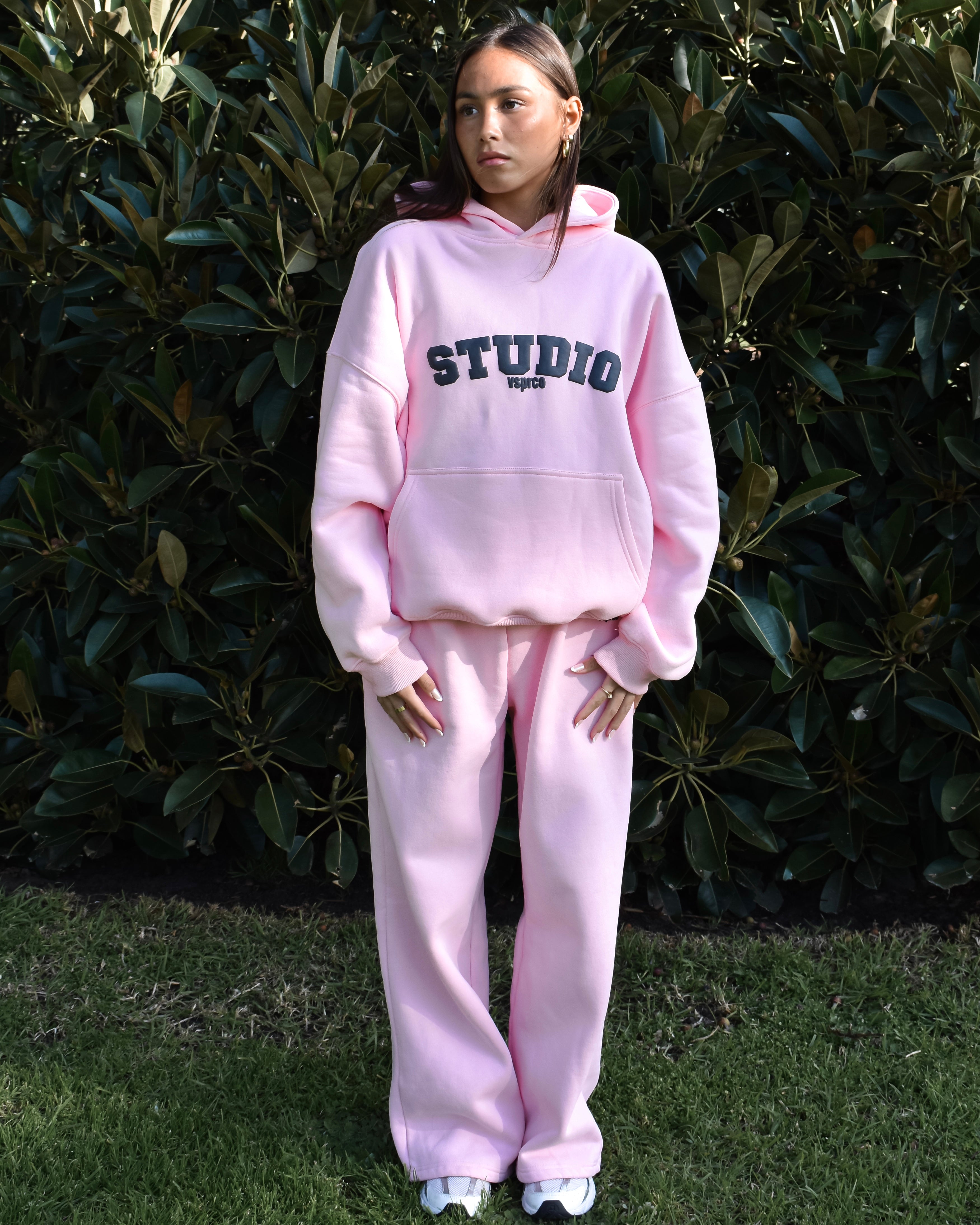 The Varsity Hoodie in Pink Opal (Fleece)