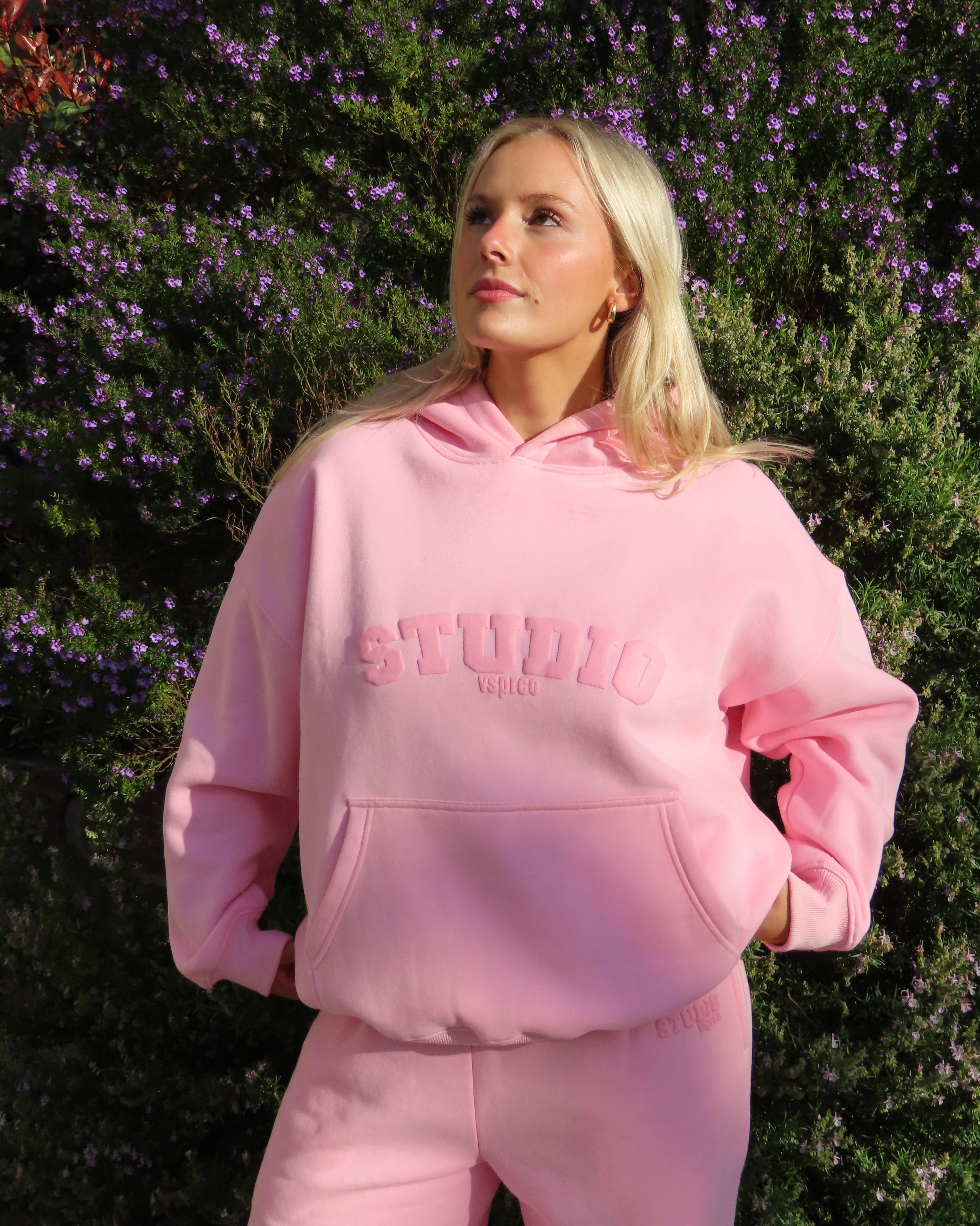 The Varsity Hoodie in Candy Pink