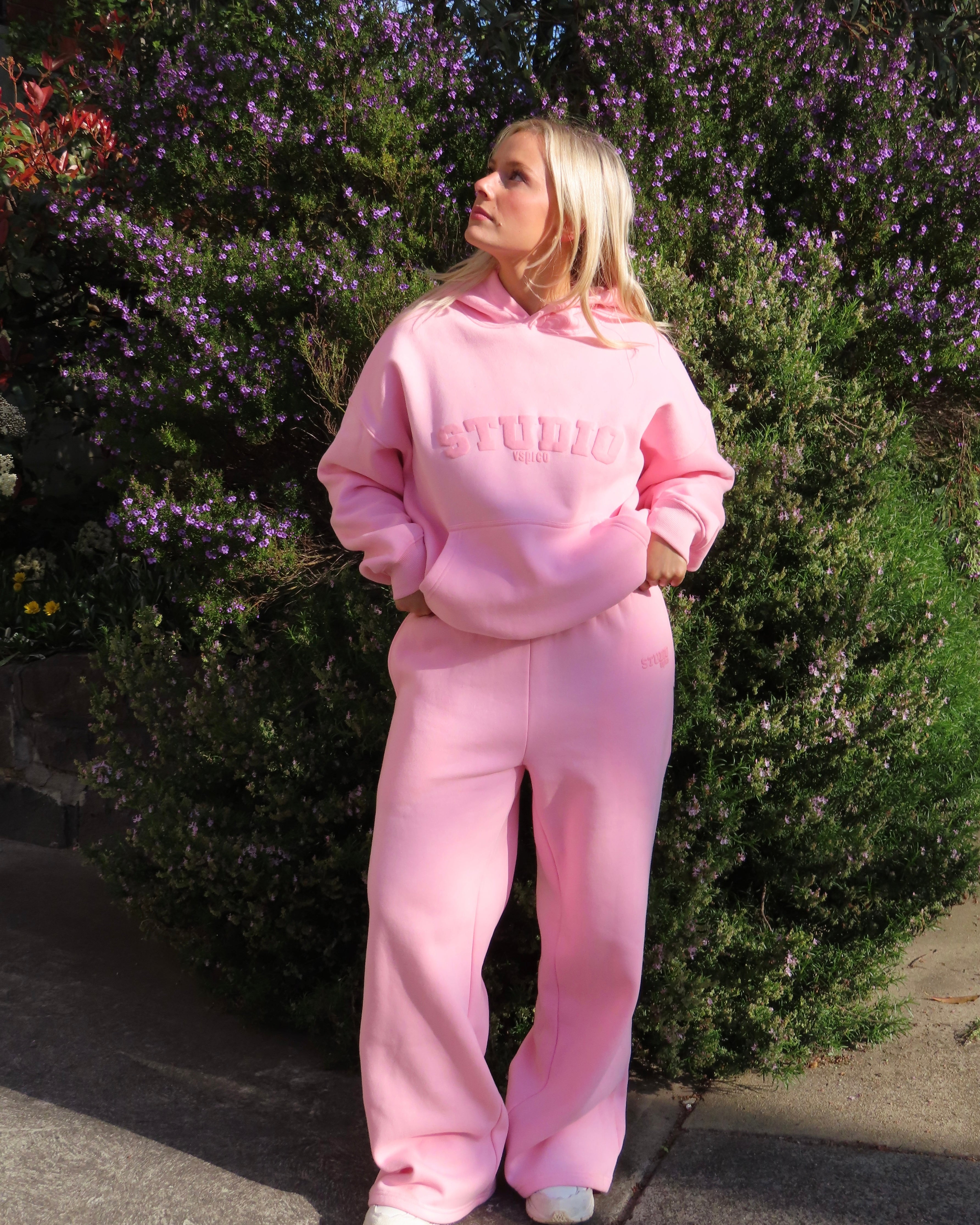 The Varsity Hoodie in Candy Pink