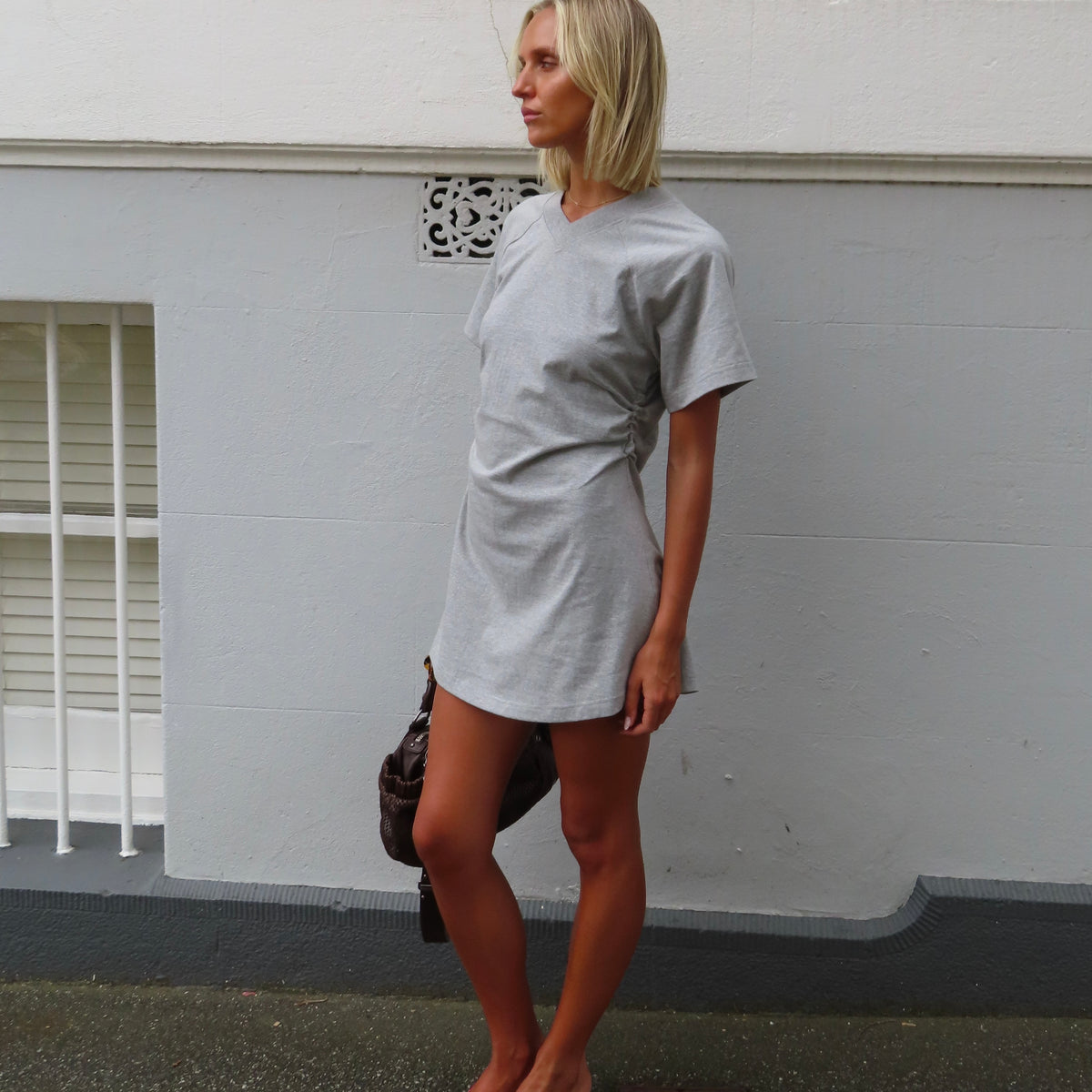 grey v neck t shirt dress The Essential V-Neck Mini Under ¡ê100